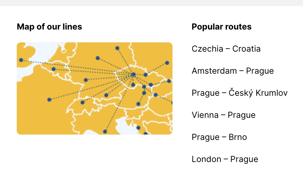 RegioJet Route Map