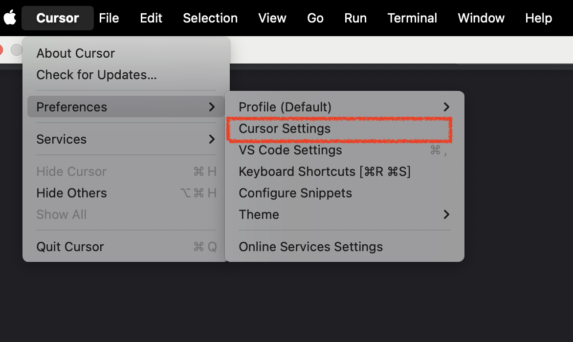Cursor settings