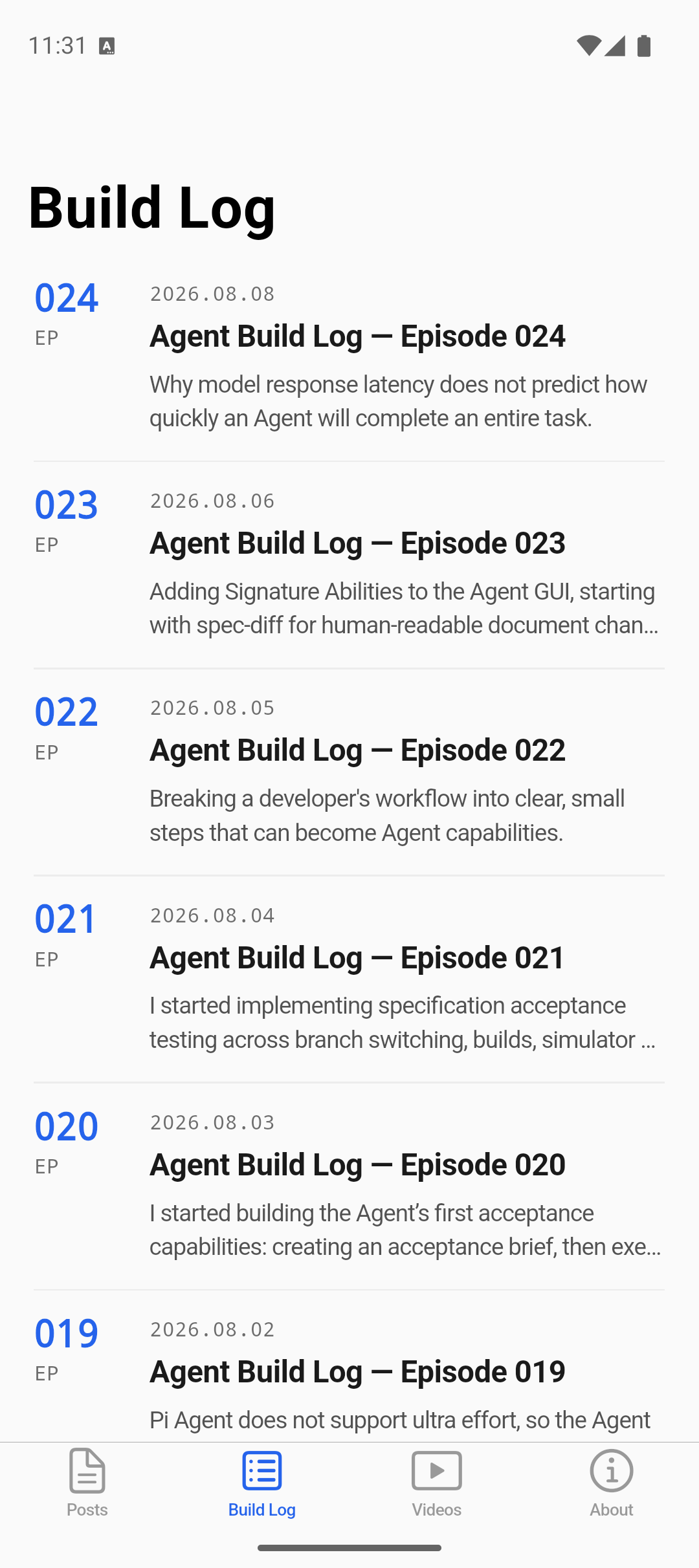 Read the Agent Build Log in the Marv[in]sight app